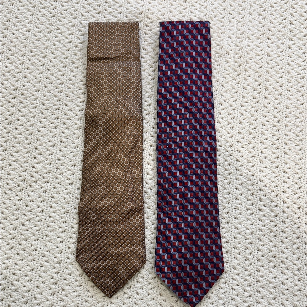 Brooks Brothers Brown and Red Patterned Ties 100% Silk